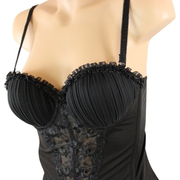 La Vie En Rose Black Lace Corset Bra - Picture 4 of 10
